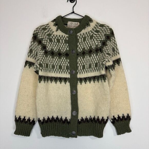 Cheviot Crafts Vintage Fair Isle Wool Cardigan Sweater XS - Picture 1 of 4